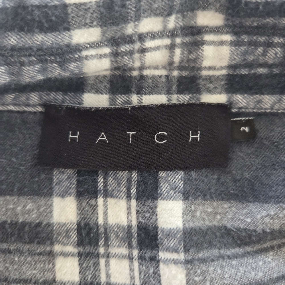 Hatch Black White Plaid Maternity Flannel Size 2 (8-10/M) Button Down Shirt Top - Picture 5 of 11